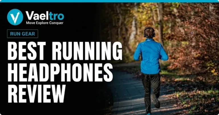 Runner wearing open-ear headphones on a road, showing unblocked ear canal for situational awareness while running.