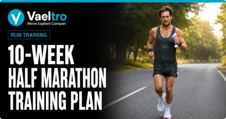 10-Week Half Marathon Training Plan: From Base Fitness to Finish Line A runner training outdoors on a road preparing for a half marathon race