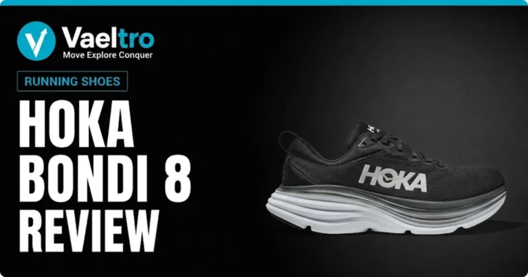 HOKA Bondi 8 maximum cushion road running shoe side view showing thick EVA midsole stack