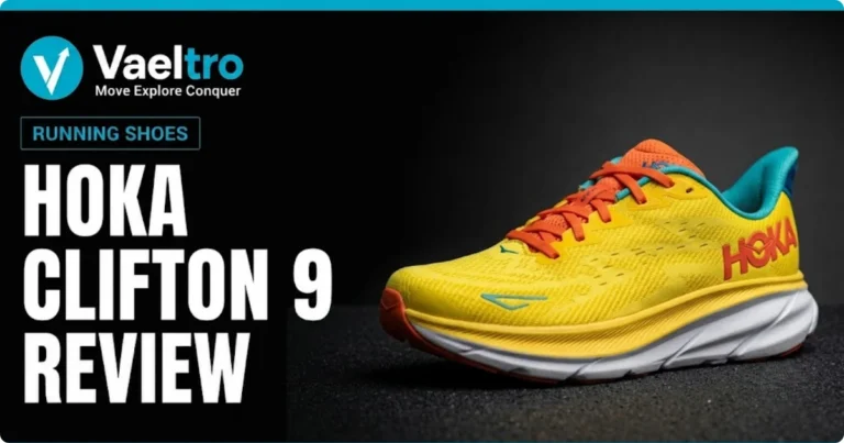 HOKA Clifton 9 Review: 300+ Miles Tested Is It Still HOKA’s Best Daily Trainer? HOKA Clifton 9 running shoe lateral view on dark editorial background Vaeltro Running Shoes review