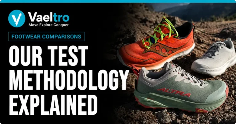 How We Test and Compare Running and Hiking Shoes: Our Complete Methodology Runner on trail illustrating the Vaeltro running and hiking shoe testing methodology