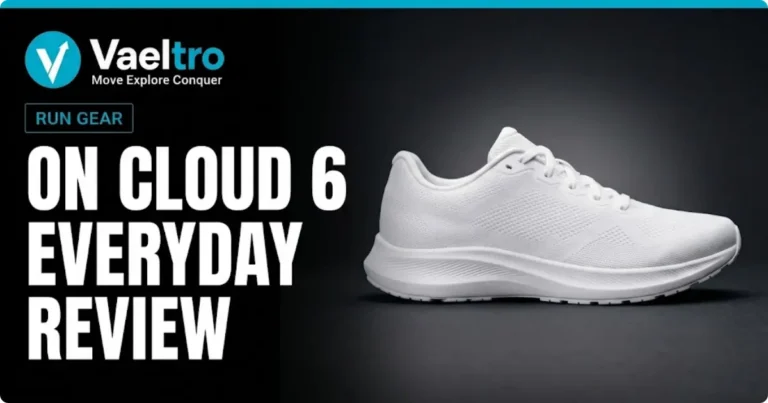 On Cloud 6 running shoe side profile showing CloudTec outsole pods and On Running heel logo
