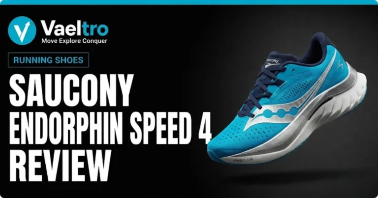 Saucony Endorphin Speed 4 Review: The Best Everyday Speed Trainer Available? Saucony Endorphin Speed 4 road running shoe lateral view on dark editorial background