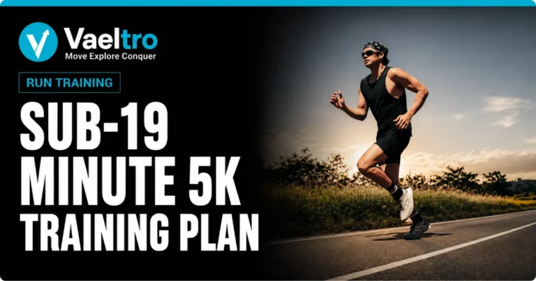 Sub-19 Minute 5K Training Plan: Speed Work, Pacing and Weekly Structure A competitive runner in full stride during a track interval session for a sub-19 minute 5K training plan