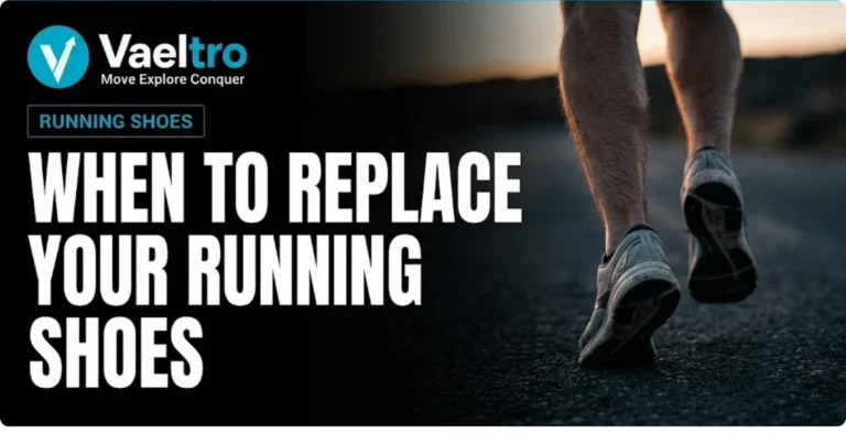 When Should You Replace Your Running Shoes? The Definitive Mileage Guide Runner mid-stride on a road showing worn running shoes from a low rear angle
